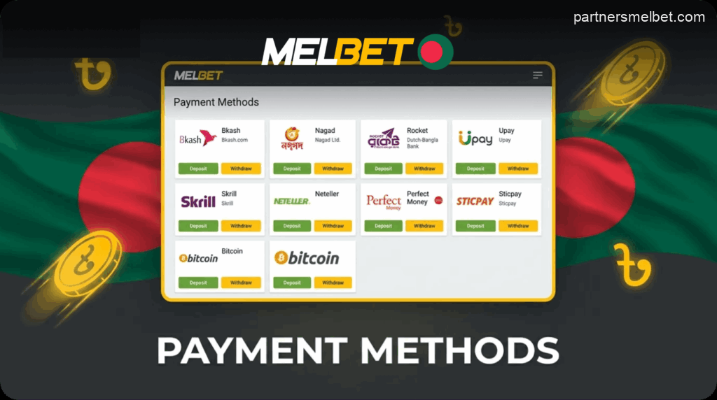 Payment methods for players on the Melbet website in Bangladesh